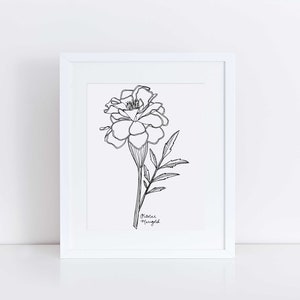 Oktober Ringelblume Kunstdruck / Geburt Blume Wandkunst / Ringelblume Kunstdruck / Oktober Geburtstagsgeschenk / botanische Wandkunst / Ringelblume Zeichnung