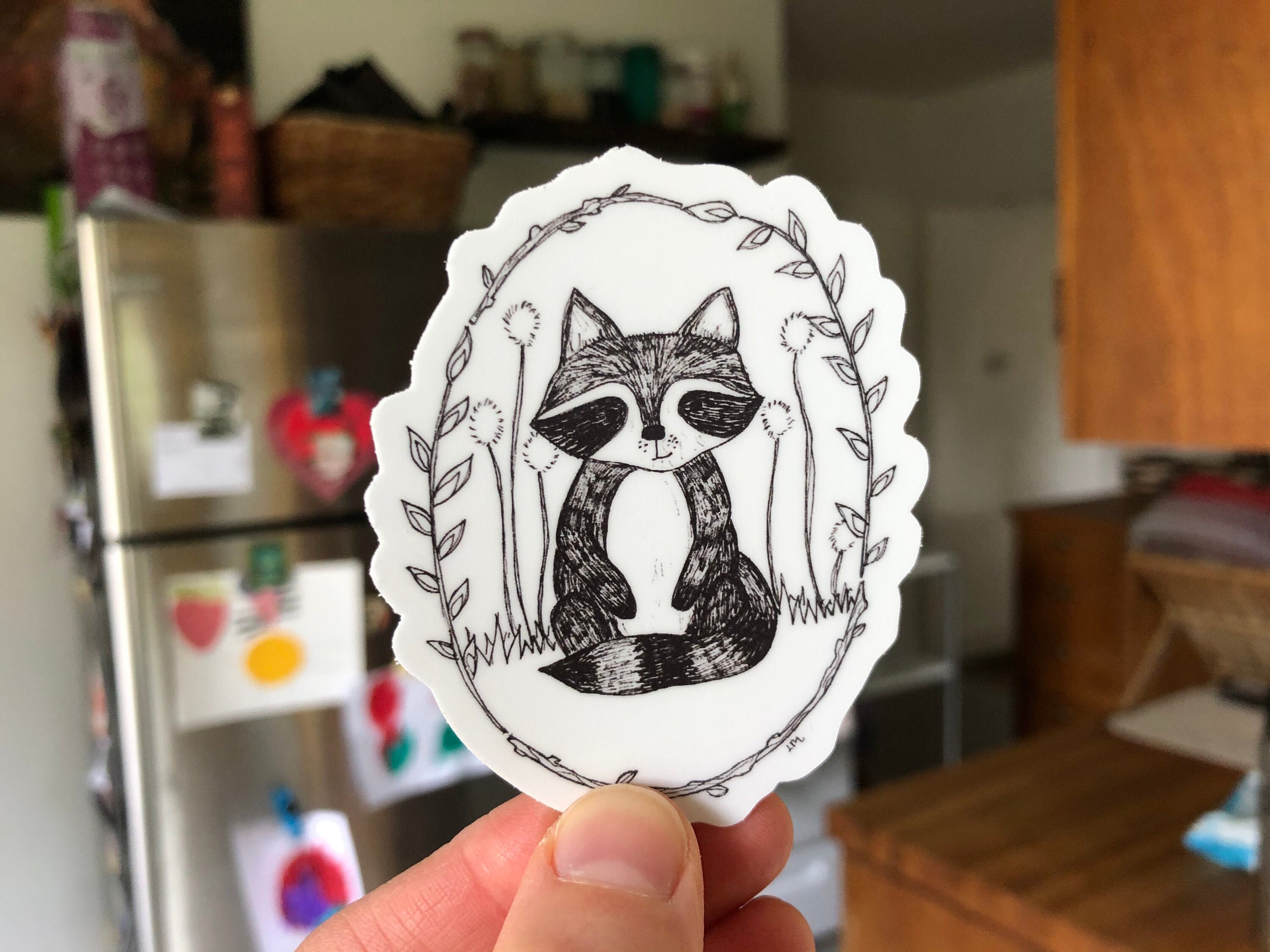 Raccoon Sticker / Raccoon Gift / Cute Animal Sticker / Black Etsy