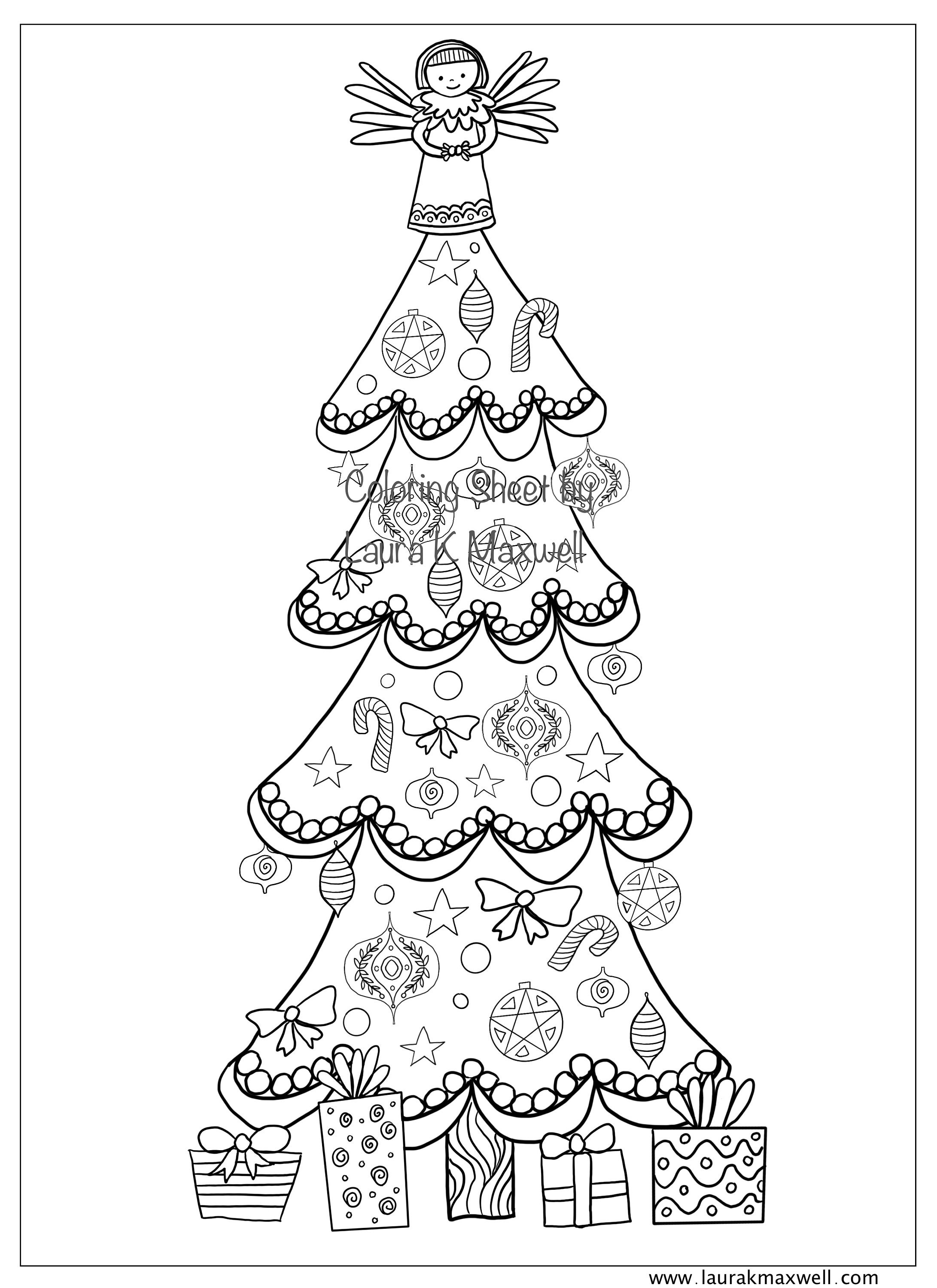 Christmas Tree Coloring Sheet for Adults and Kids / Downloadable ...