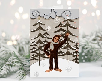 Have a Hairy Christmas, Sasquatch Holiday Greeting Card / Cute Card / Christmas Card / Forest Holiday Card /Christmas Card /Merry Christmas