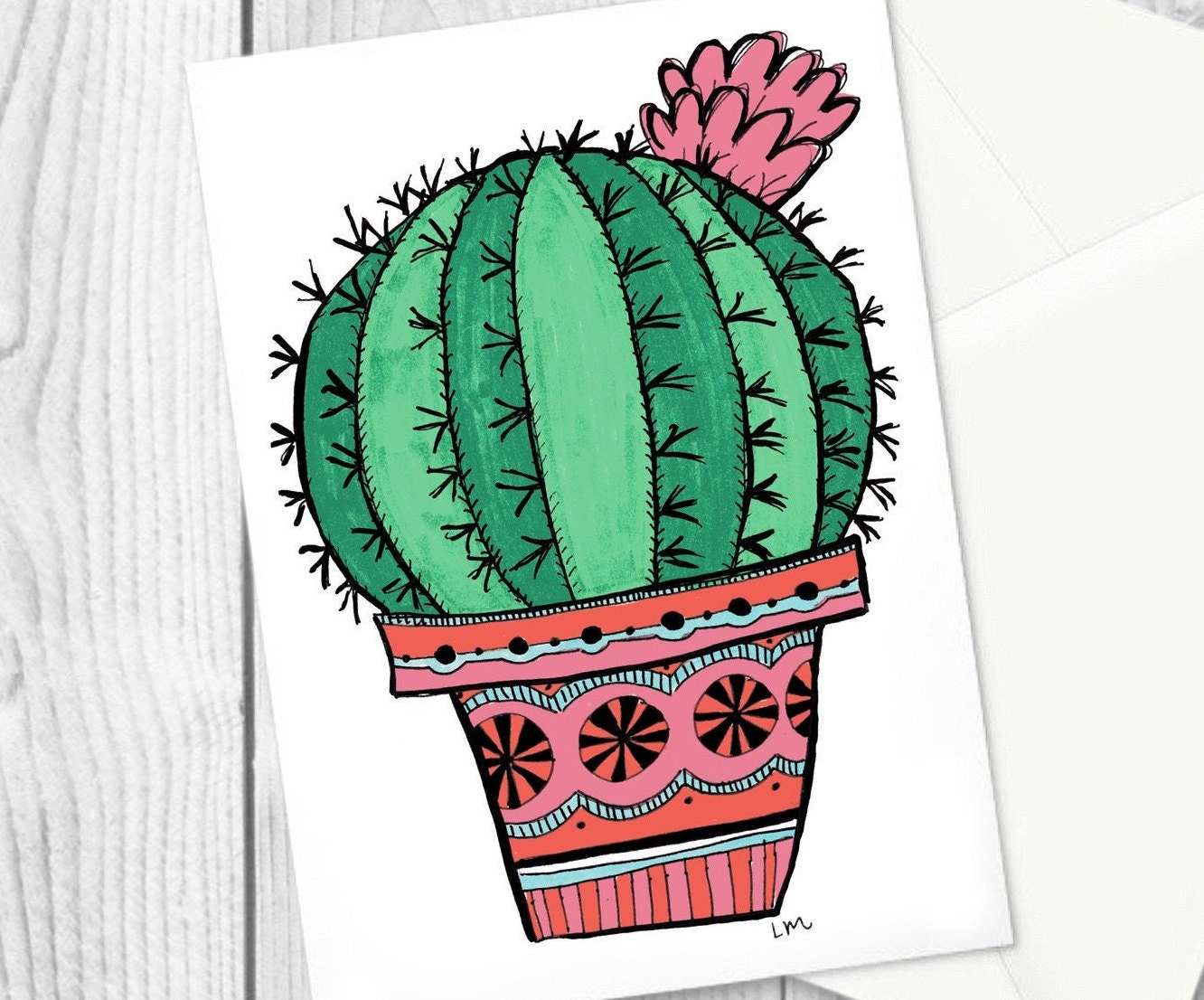 Ball Cactus Card / Cactus Greeting Card / Blank Card / Blank | Etsy