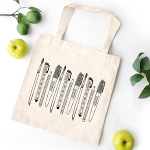 Art Tools Tote Bag / Artist Tote Bag / Reusable Grocery Bag / Canvas Tote Bag / Art Supply Bag / School Tote / Artist Gift / Designer Gift