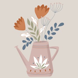 Watering Can with Flowers Art Print Art Print / Nursery Art / Cute Gardening Wall Art / Flower Art / Springtime Art Print / Floral Decor image 3