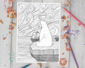 Printable Polar Bear Coloring Sheet for Adults and Kids / Digital  Polar Bear Coloring Page / Doodle Coloring Page / Iceberg Coloring Page