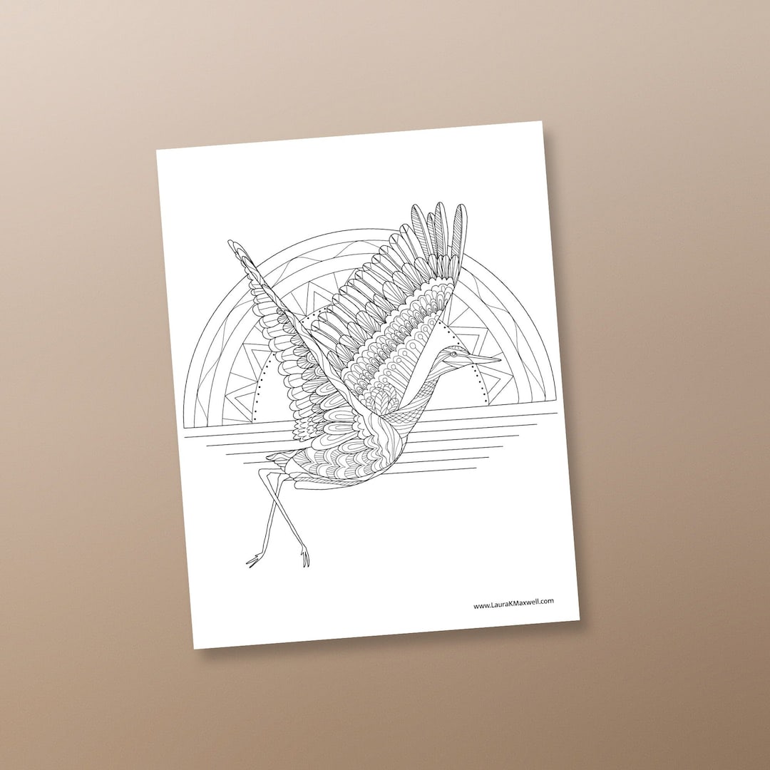 Flying Sandhill Crane Coloring Sheet for Adults and Kids / Printable ...