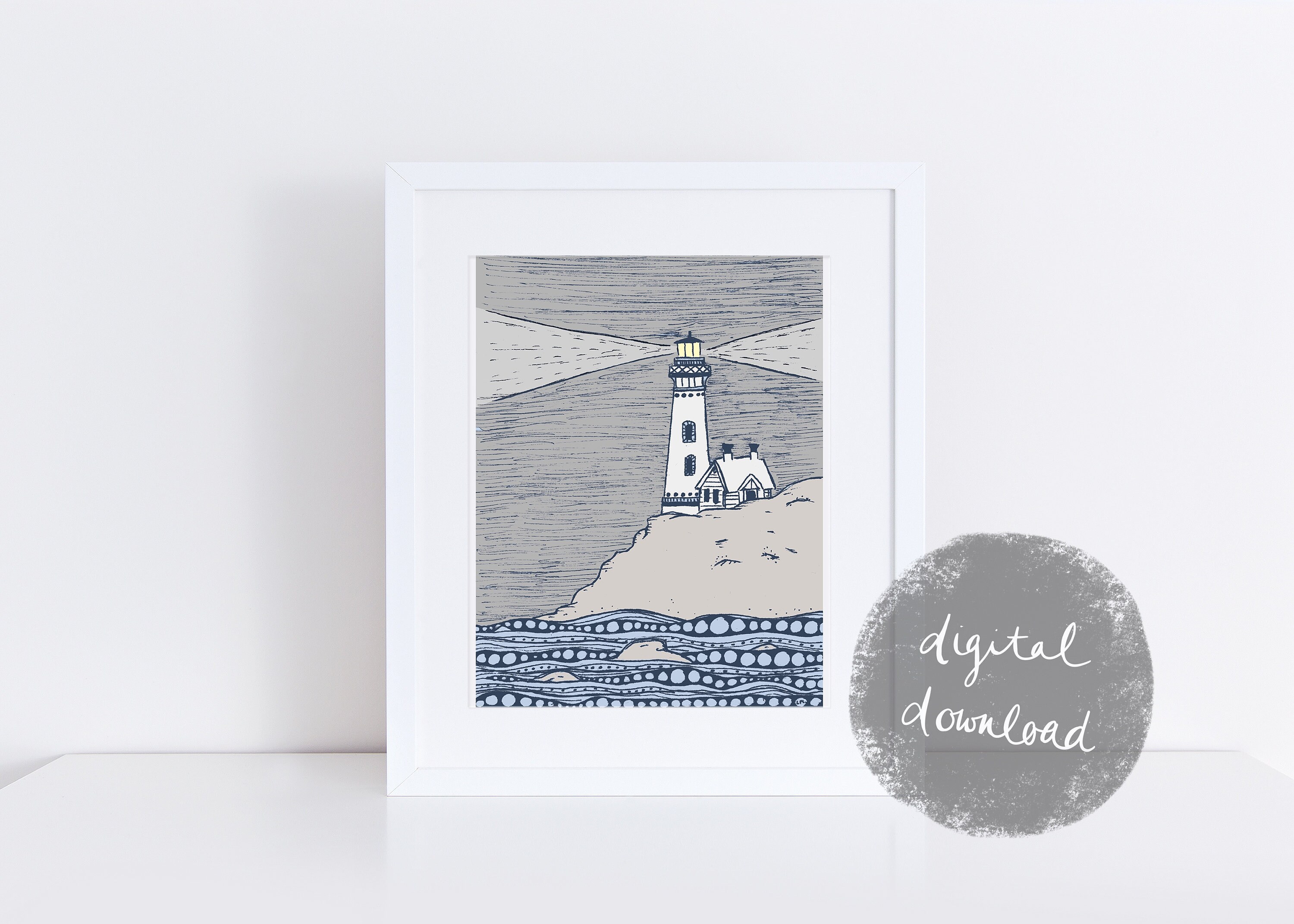 Printable Lighthouse Art Print / Instant Download Beach Wall | Etsy