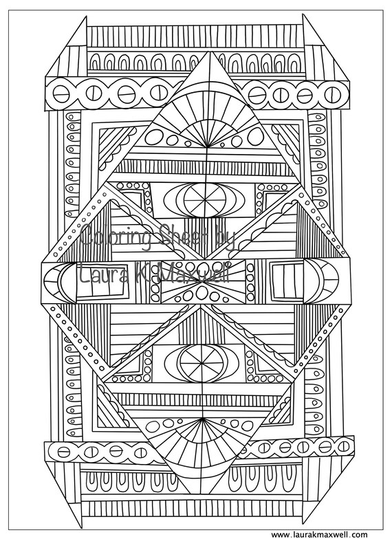 printable geometric coloring sheet for adults and kids etsy ireland