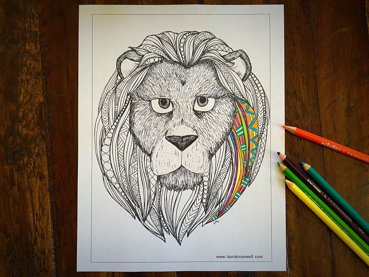 Download Lion Coloring Sheet For Adults And Kids Lion Printable Etsy