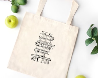 Book Tote Bag / Reusable Bag / Book Lovers / Tote for Books / Library Bag / Grocery Tote / Gift for Reader / Tote for Books / Canvas Bag