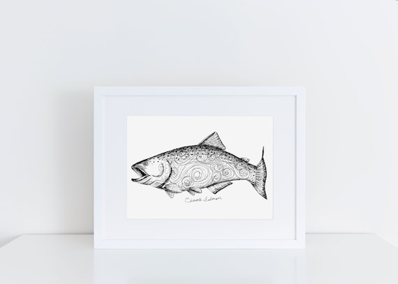 Chinook Salmon Art Print / Salmon Art / Salmon Drawing / Pacific Coast Art  Print / Fishing / Fisherman / Fish Gift / Fish Wall Art -  Canada
