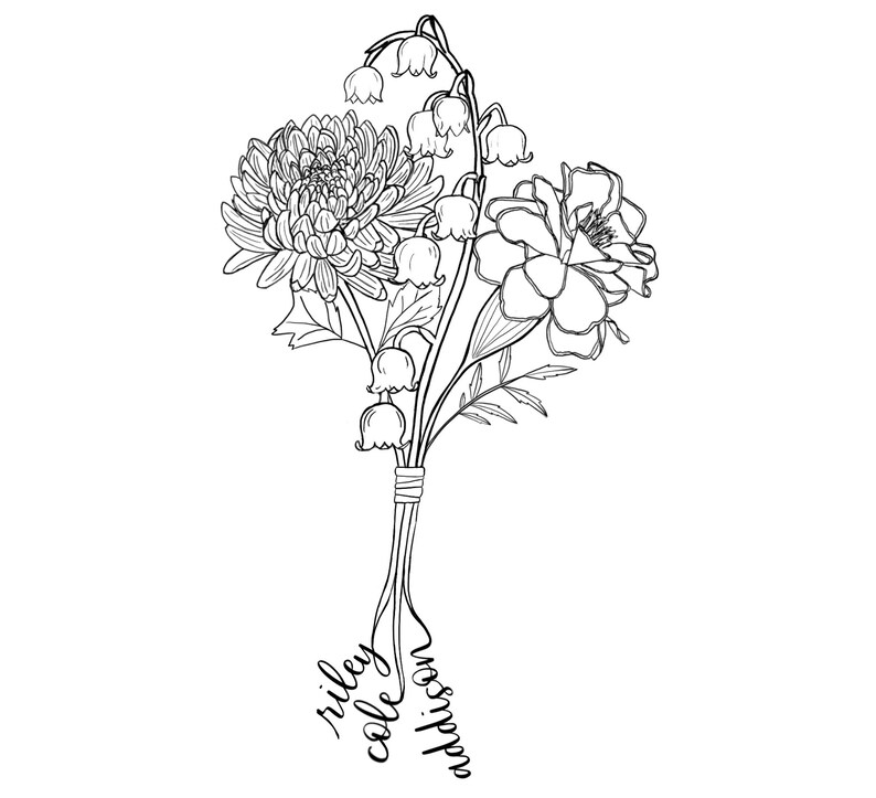 Custom Floral Tattoo Design Deposit / Botanical Tattoo Design / Birth Flower Tattoo image 7