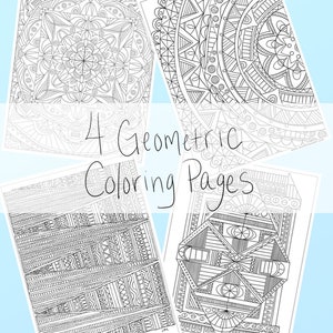 Geometric Doodles Printable Coloring Page Bundle for Adults and Kids / Downloadable Coloring Book /  Doodle Coloring Book