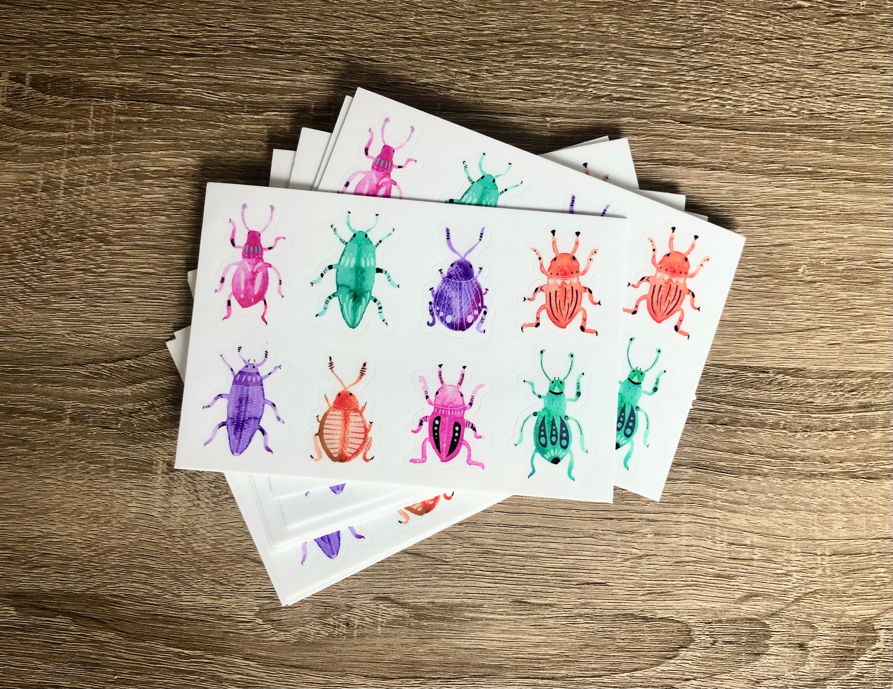 Watercolor Beetles Sticker Sheet/ Insect Stickers / Bugs Stickers ...