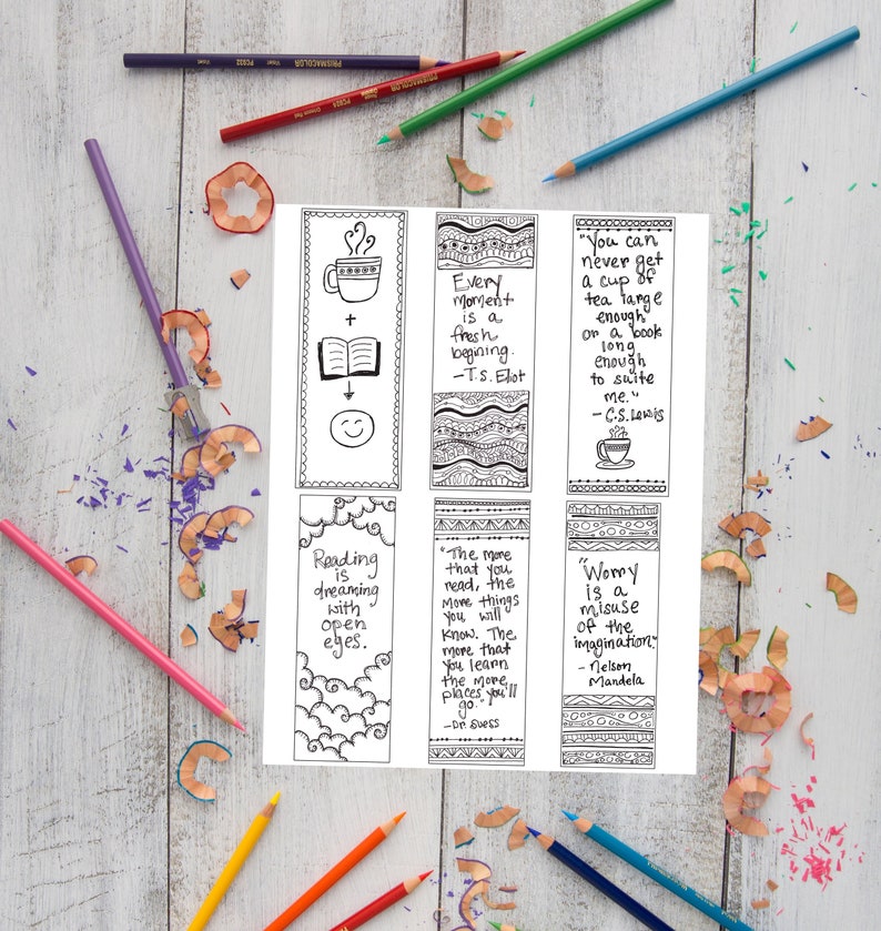 Printable Hand drawn Bookmarks / Instant Download / Printable Etsy