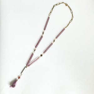 Found object necklace - Assemblage flower necklace with gold findings