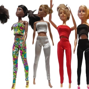 Two Piece Outfit Spandex Leggings and Wrap Top for 1/6 Fashion Dolls