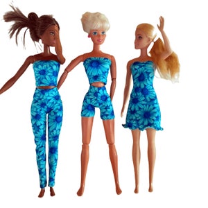 Blue Daisy Doll Outfit: 1/6 Scale Fashion Doll Clothes