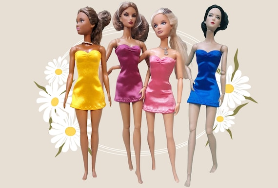 Handmade Satin Spandex Mini Dress: 1/6 Scale Fashion Dolls