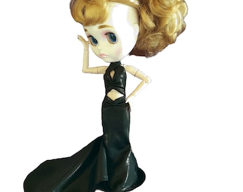 Vestido de noche con corte de diamante y acabado metálico hecho para adaptarse a muñecas BJD-Blythe de fábrica
