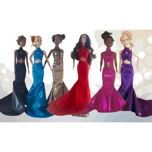 Handmade Metallic Evening Gown: Diamond Cutout Doll Dress for 11.5&quot; Fashion Dolls