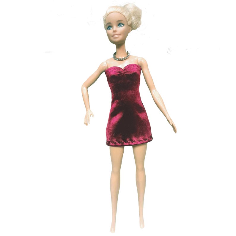 Minivestido de satén y spandex hecho a mano: para muñecas de moda a escala 1/6 Wine