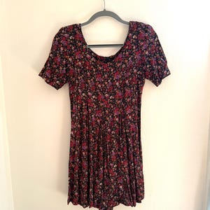 Vintage 1980s Floral Mini Romper Dress / 80s 90s Babydoll Short Skort / All That Jazz