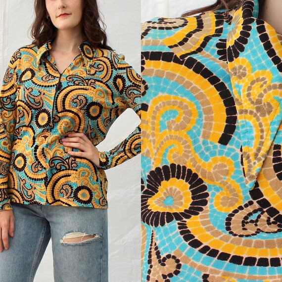 Vintage 70s Groovy Psychedelic Disco Shirt / Tie D