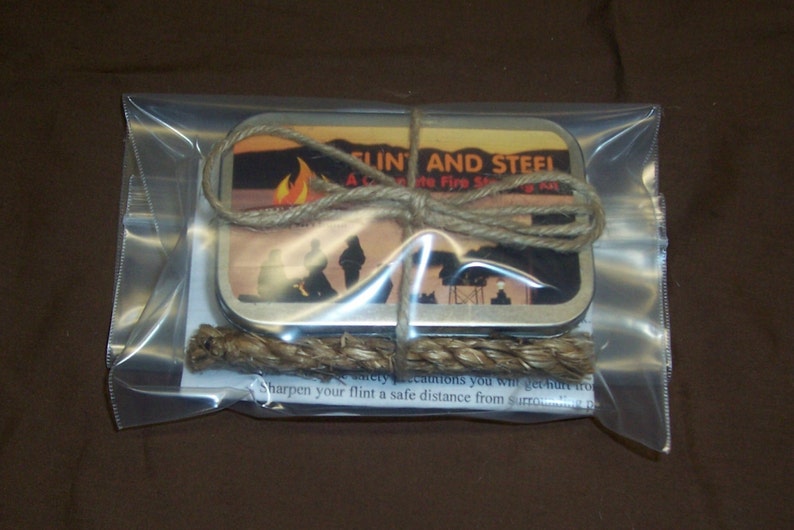 English Flint and Steel Fire Starting kit with hinged tin box Etsy