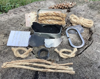 English Flint and Steel Fire Starter Kit with Tinder Box and many more items.