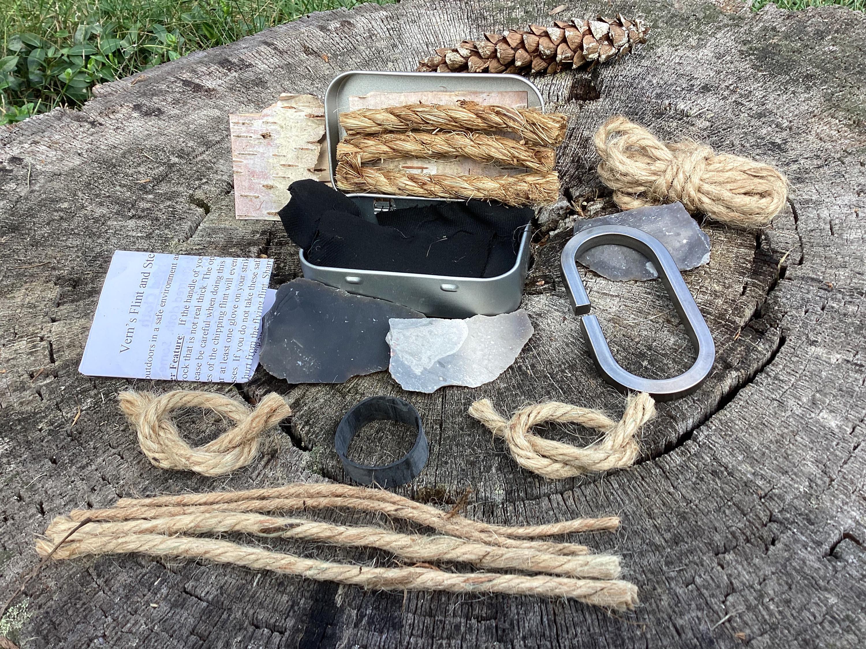 English Flint and Steel Fire Starter Kit With Tinder Box and Many