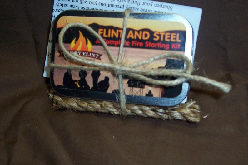 English Flint and Steel Fire Starting kit with hinged tin box Etsy