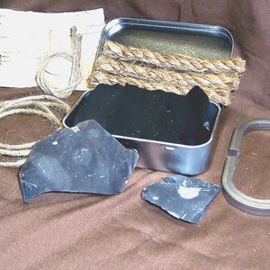 Free Extra Flint Rock with English Flint and Steel Fire Starting kit with hinged tin box/Ranger Band