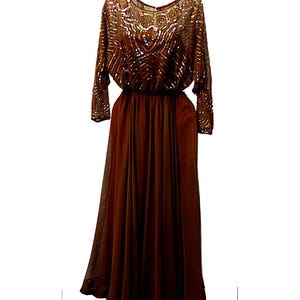 Elegant Brown Vintage Dress - Etsy