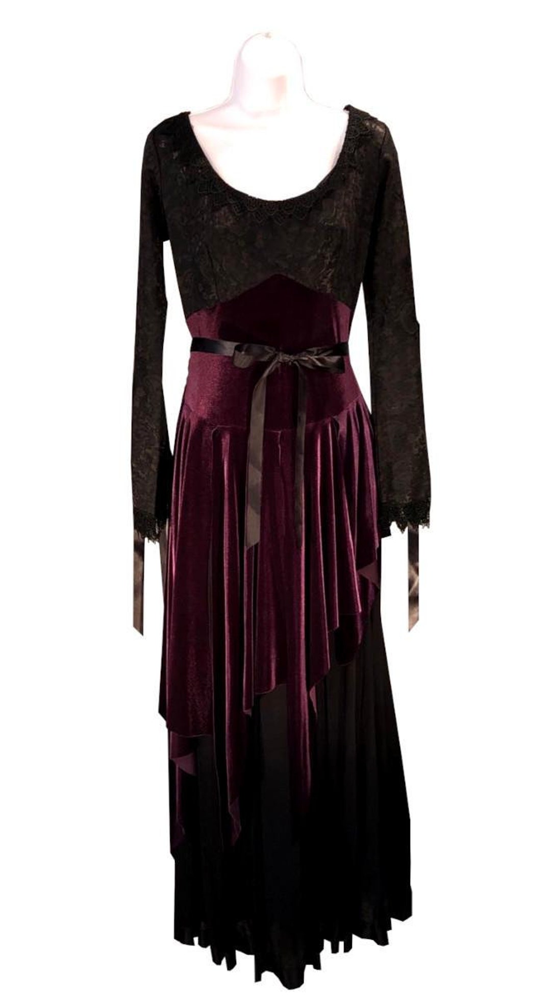 豊富なギフト VTG Deluxe Shrine Black Dress Belgium Lace Chiffon Deep ワンピース