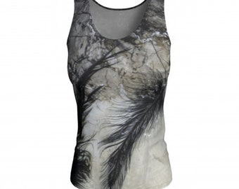 Ultra Soft Feather Print Top / Witch Clothing / Muscle Tank / Fantasy Clothing / Burning Man Clothing Women / Goth Shirt / Yoga Tank Top