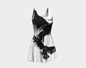 Crow Dress / Raven Dress/ Festival Dress / Fantasy Cosplay Dress / Travel Dress / Goth Dress/ Burning Man Clothing Women