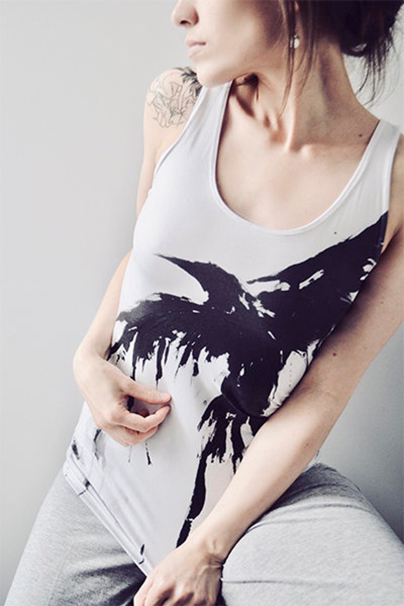 Crow Yoga Tank Top / Witch Clothing / Raven Muscle Tank / Pagan Clothing / Alternative Clothing / Burning Man Clothing Women / Goth Shirt image 5