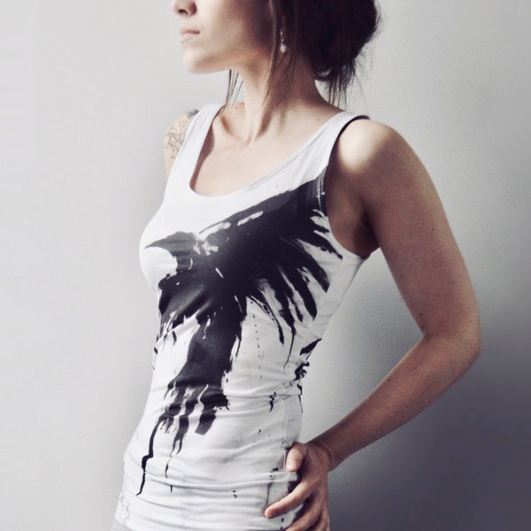 Crow Yoga Tank Top / Witch Clothing / Raven Muscle Tank / Pagan Clothing / Alternative Clothing / Burning Man Clothing Women / Goth Shirt