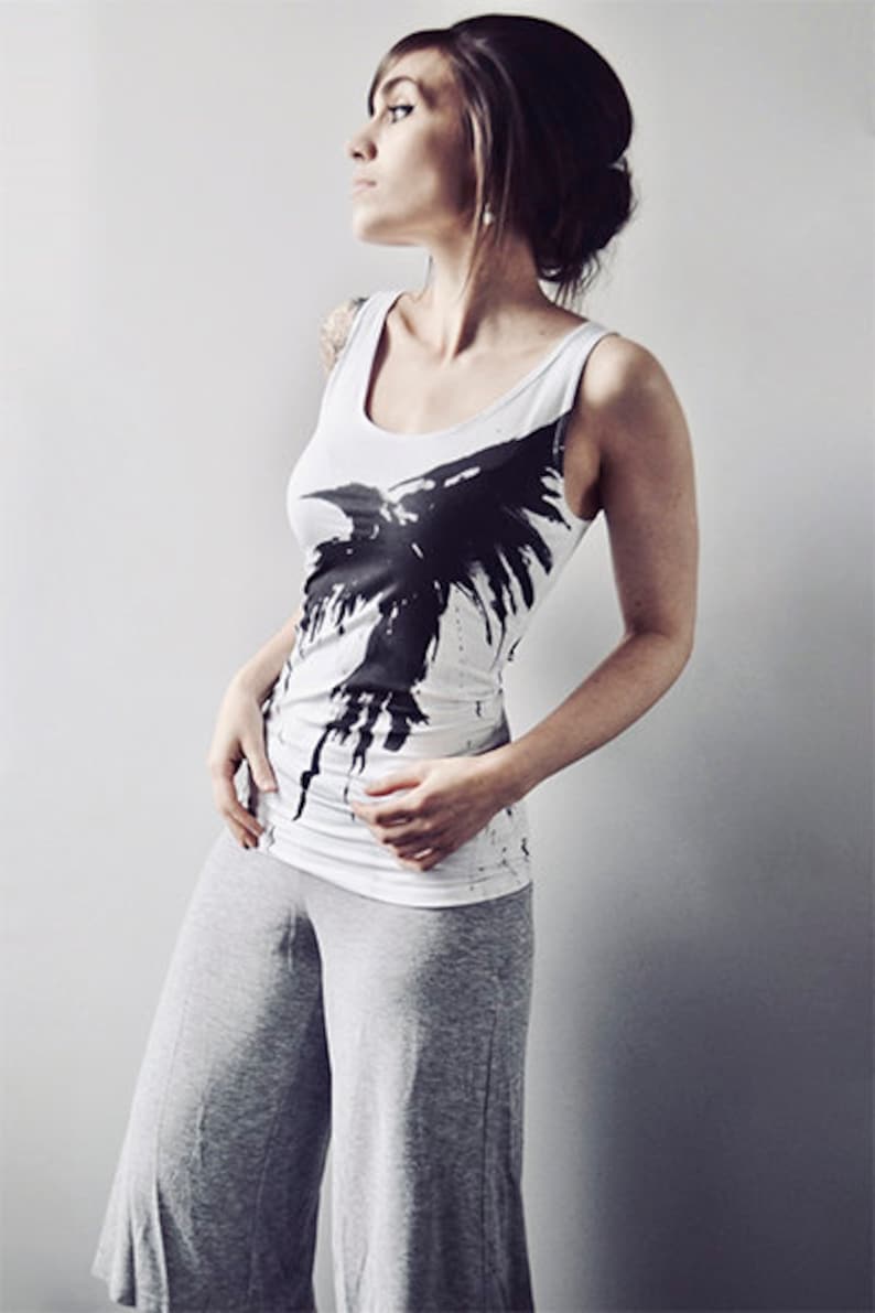 Crow Yoga Tank Top / Witch Clothing / Raven Muscle Tank / Pagan Clothing / Alternative Clothing / Burning Man Clothing Women / Goth Shirt image 3