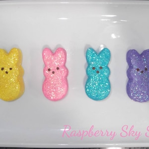 Fake Marshmallow Bunnies, Faux Easter Candy Bunny, Fake Peeps, Glitter Bunnies, Photo Prop,Fake Food, Prop Food, Decorative Food