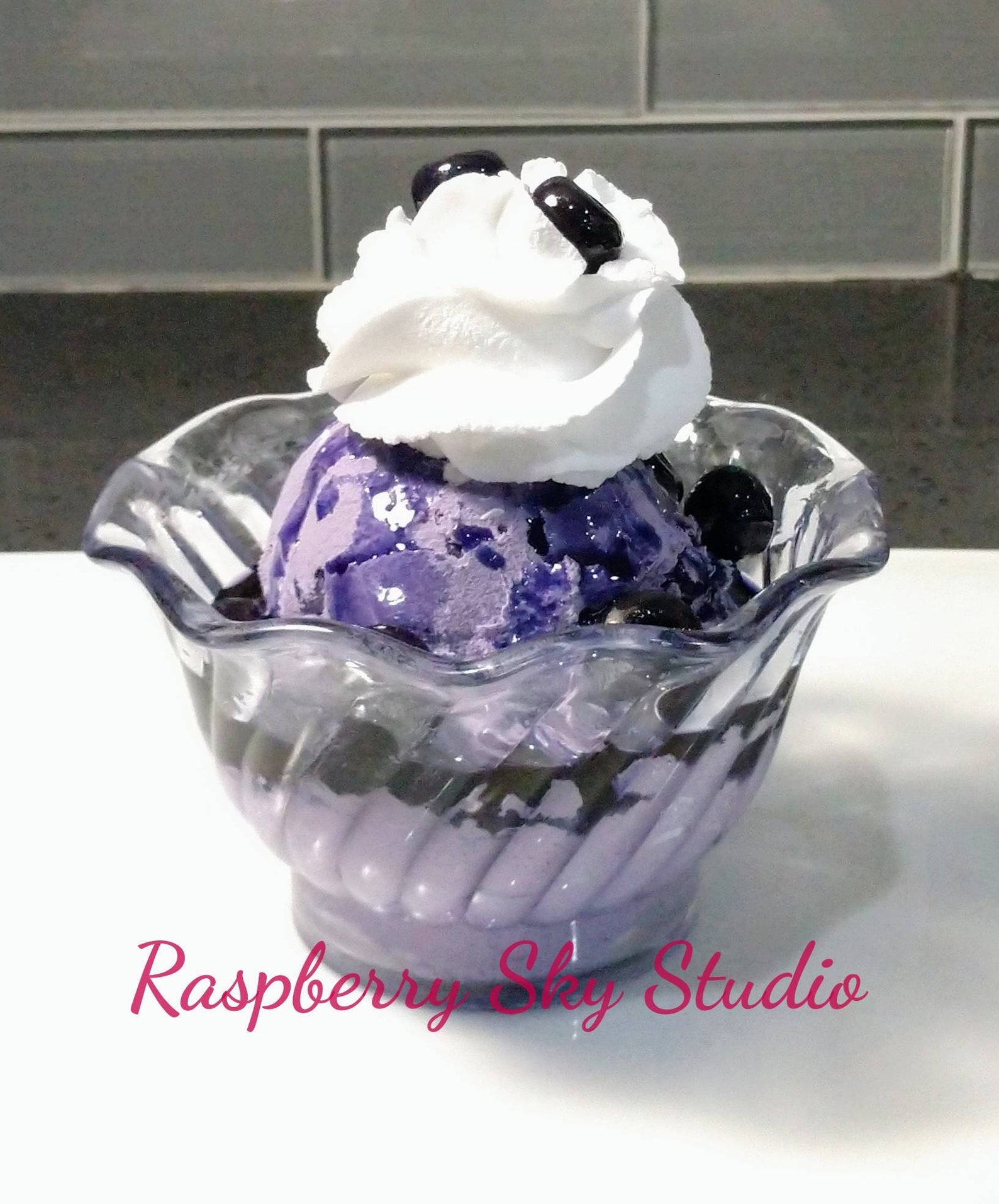 Fake Ice Cream Sundae, Faux Ice Cream, Blueberry Ice Cream,fake ...