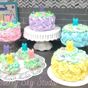 Fake Easter Cake, Fake Easter Marshmallow Bunny Cupcakes, Easter Decor, Fake Food, Prop Food, Decorative Food