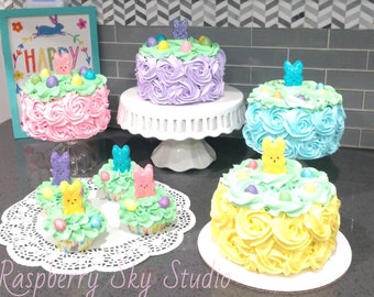 Fake Easter Cake, Fake Easter Marshmallow Bunny Cupcakes, Easter Decor, Fake Food, Prop Food, Decorative Food