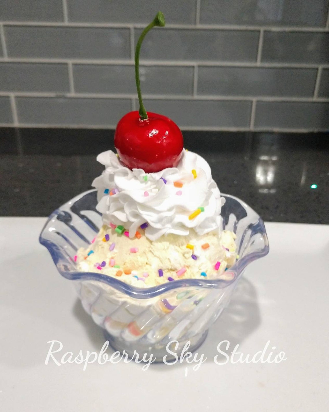 Fake Ice Cream Sundae, Faux Ice Cream, Vanilla Ice Cream With Sprinkles ...