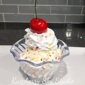 Fake Ice Cream Sundae, Faux Ice Cream,  Vanilla ice cream with Sprinkles, Fake Food, Prop Food, Decorative Food