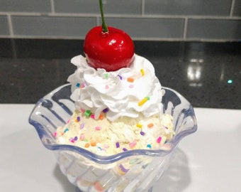 Fake Ice Cream Sundae, Faux Ice Cream,  Vanilla ice cream with Sprinkles, Fake Food, Prop Food, Decorative Food