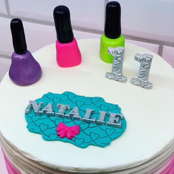 Nail Polish Cake, Make Up Cake, Girly Birthday Cake, Fondant Cake Toppers