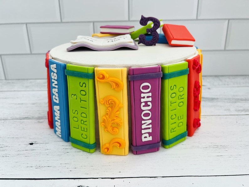 Books Fondant Books Cake Toppers Book Lover Cake Toppers Etsy