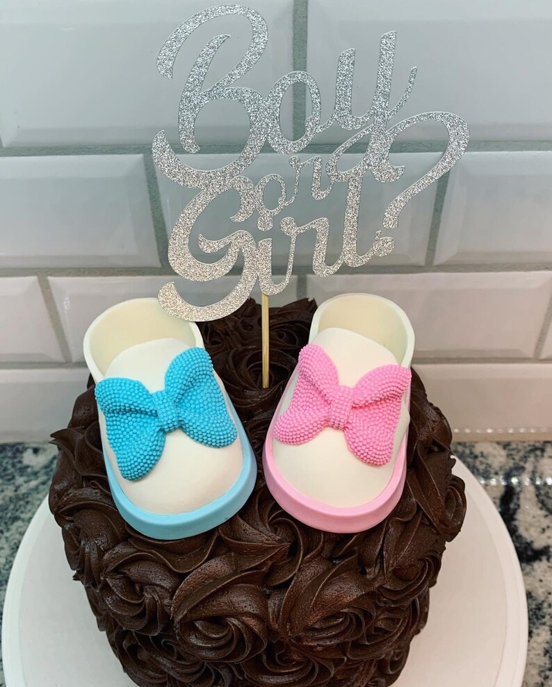 Baby Shoe Cake Topper Baby Gender Reveal Boy or Girl Baby Etsy