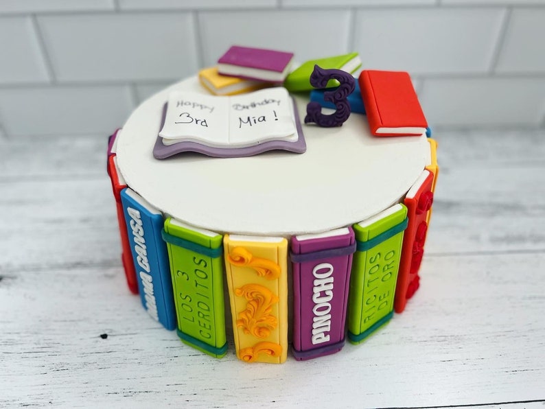 Books Fondant Books Cake Toppers Book Lover Cake Toppers Etsy